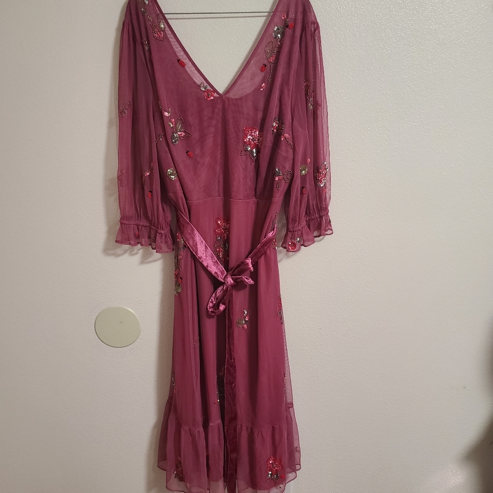 NWT Monsoon London Sabrina Embellished Midi Dress Pink - Picture 9 of 9